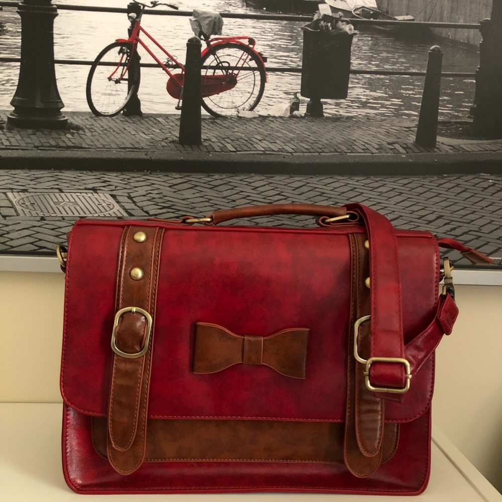 Faux Leather Messenger Bag